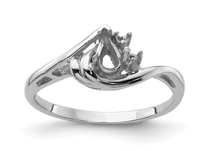 14k White Gold Diamond / Pear Gemstone Ring Mounting