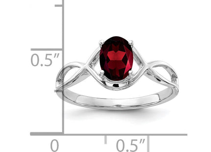 14K White Gold 7x5mm Oval Garnet Ring, view 3