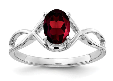 14K White Gold 7x5mm Oval Garnet Ring