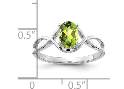 14K White Gold 7x5mm Oval Peridot Infinity Ring, view 3