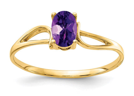 14K 6x4mm Oval Amethyst Bypass Ring