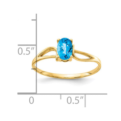 14K Oval Blue Topaz Checker ring