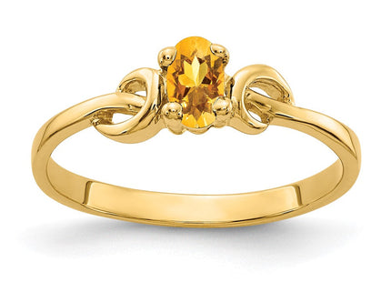 14K 5x3mm Oval Citrine Knot Ring