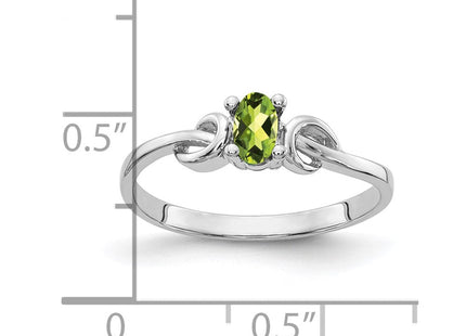 14K White Gold 5x3mm Oval Peridot Knot Ring, view 3
