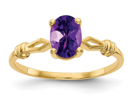14K 7x5mm Oval Amethyst Knot Ring