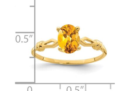 14K 7x5mm Oval Citrine Solitaire Ring, view 3