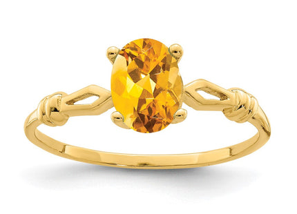 14K 7x5mm Oval Citrine Solitaire Ring