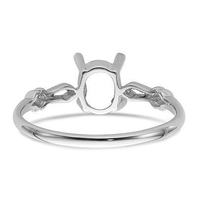 14K White Gold Oval Gemstone Ring Mounting