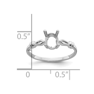 14K White Gold Oval Gemstone Ring Mounting