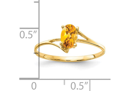 14K 6x4mm Oval Citrine Bypass Ring, view 3