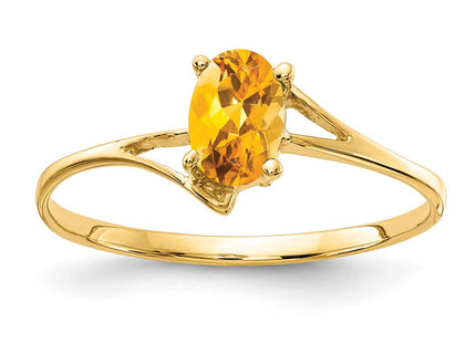 14K 6x4mm Oval Citrine Bypass Ring