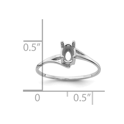 14K White Gold Oval Gemstone Ring Mounting