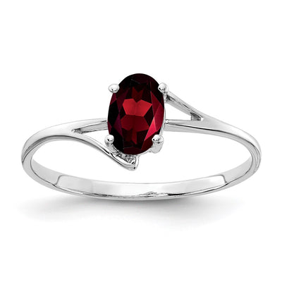 14K white gold garnet oval ring