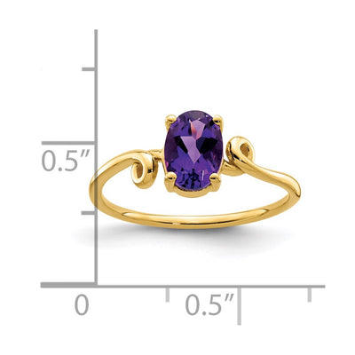 14K Oval Amethyst Checker ring