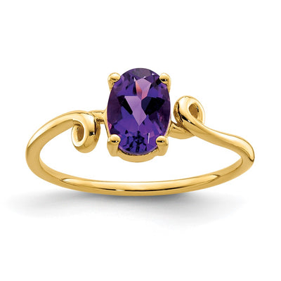 14K Oval Amethyst Checker ring
