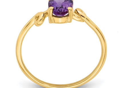 14K 7x5mm Oval Amethyst Swirl Ring, view 3