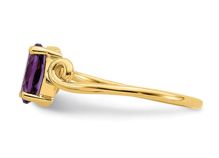 14K 7x5mm Oval Amethyst Swirl Ring, view 2