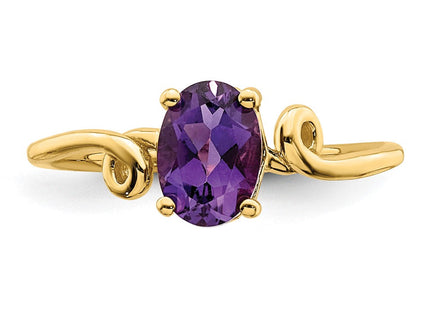 14K 7x5mm Oval Amethyst Swirl Ring, view 4
