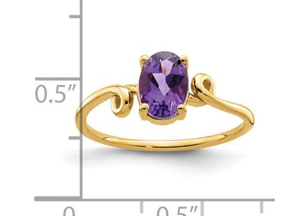 14K 7x5mm Oval Amethyst Swirl Ring, view 6