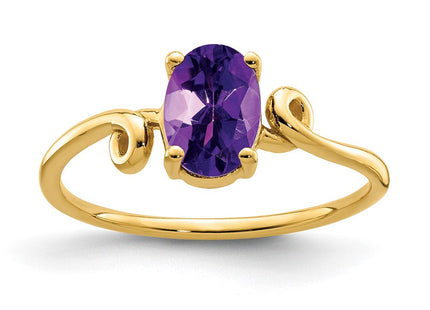 14K 7x5mm Oval Amethyst Swirl Ring