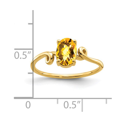 14K Oval Citrine Checker ring