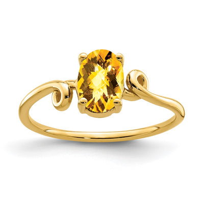 14K gold citrine oval ring
