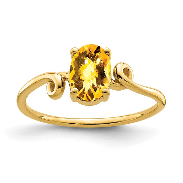 14K gold citrine oval ring
