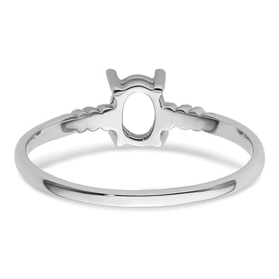14K White Gold Oval Gemstone Ring Mounting