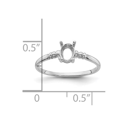14K White Gold Oval Gemstone Ring Mounting