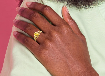 14k Oval Citrine Checker ring