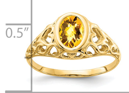 14k Oval Citrine Checker ring