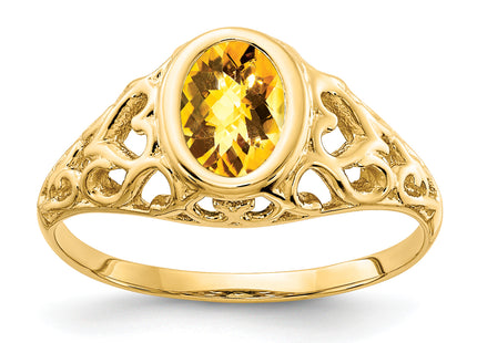 14k Oval Citrine Checker ring