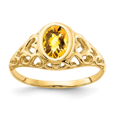14K Oval Citrine Checker ring