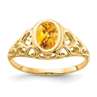 14K Oval Citrine ring
