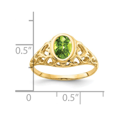 14K Oval Peridot Checker ring