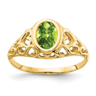 14K gold peridot oval ring