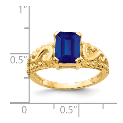 14K Emerald Cut Sapphire ring