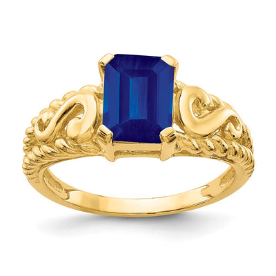 14K Emerald Cut Sapphire ring