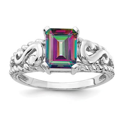 14K white gold mystic topaz ring