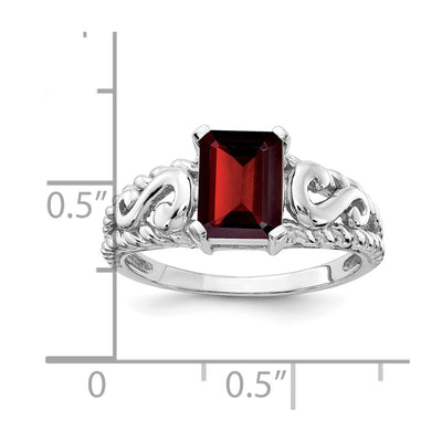 14K White Gold Emerald Cut Garnet ring