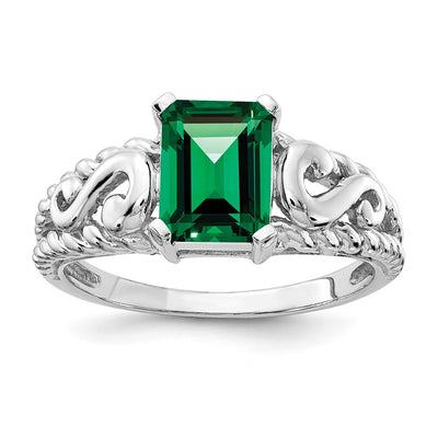 14K white gold emerald ring