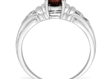 14K White Gold 7x5mm Oval Garnet Filigree Ring, view 3