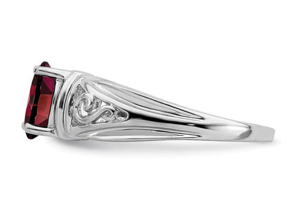 14K White Gold 7x5mm Oval Garnet Filigree Ring, view 2