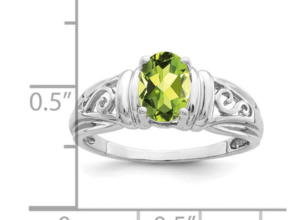 14K White Gold 7x5mm Oval Peridot Filigree Ring, view 3