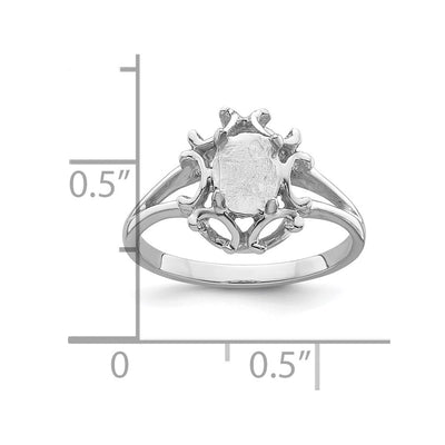 14K White Gold Oval Gemstone Ring Mounting