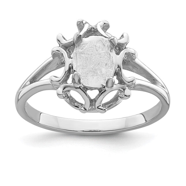 14K white gold oval ring