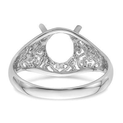14K White Gold Oval Gemstone Ring Mounting