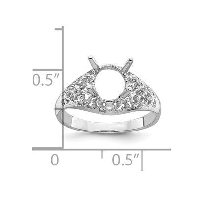 14K White Gold Oval Gemstone Ring Mounting