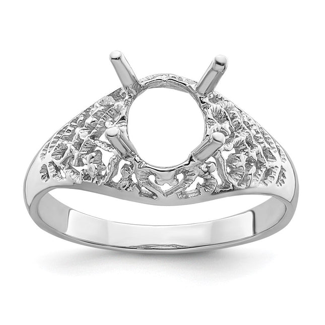 14K white gold oval ring