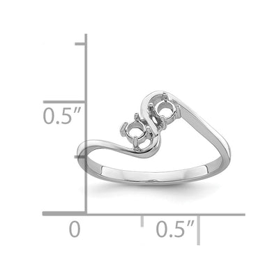14K White Gold Two Round Gemstone Ring Mounting